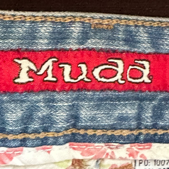 Mudd You Are Beautiful Capri Blue Jean Shorts Sz 11 Folded Short Button … - Picture 8 of 14